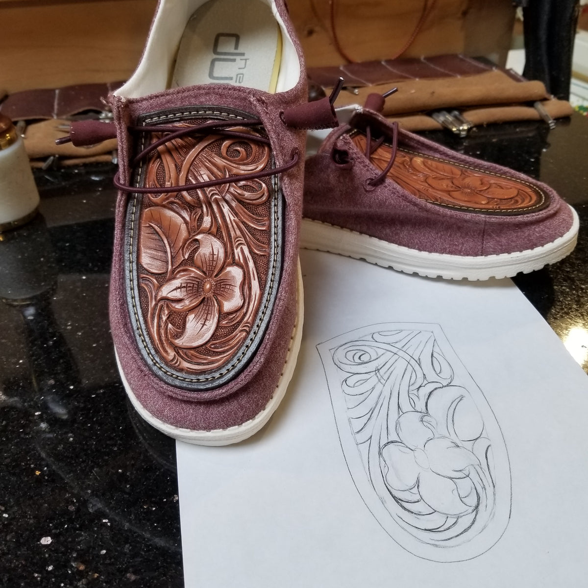 Tooled Leather Hey Dude Shoes 